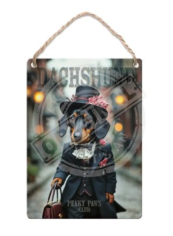 PEAKY PAWS CLUB - Dachshund Female Fridge Magnet Metal Signs