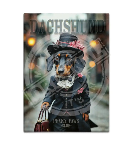 PEAKY PAWS CLUB - Dachshund Female Fridge Magnet Metal Signs