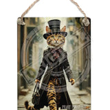 PEAKY PAWS CLUB - FELINE FINE - Bengal Cat Dangler Metal Signs