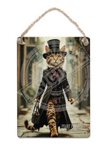 PEAKY PAWS CLUB - FELINE FINE - Bengal Cat Fridge Magnet Metal Signs