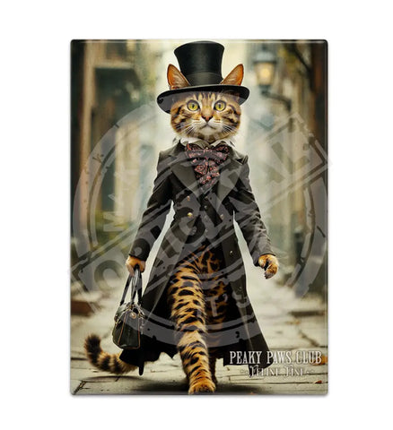 PEAKY PAWS CLUB - FELINE FINE - Bengal Cat Fridge Magnet Metal Signs