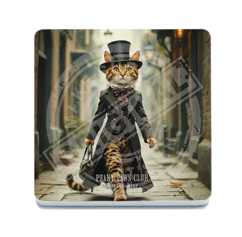 PEAKY PAWS CLUB - FELINE FINE - Bengal Cat Fridge Magnet Metal Signs
