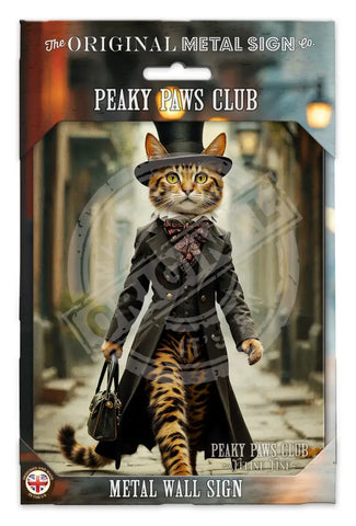 PEAKY PAWS CLUB - FELINE FINE - Bengal Cat Fridge Magnet Metal Signs