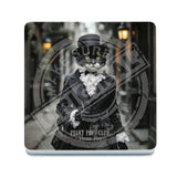 PEAKY PAWS CLUB - FELINE FINE - Black White Cat Melamine Coaster Metal Signs