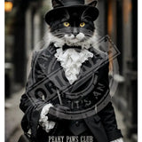 PEAKY PAWS CLUB - FELINE FINE - Black White Cat Mini Metal Sign 15cm x 20cm Metal Signs