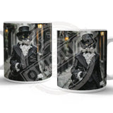 PEAKY PAWS CLUB - FELINE FINE - Black White Cat Mug Metal Signs