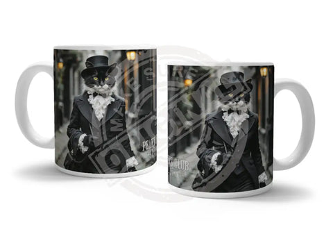 PEAKY PAWS CLUB - FELINE FINE - Black White Cat Fridge Magnet Metal Signs