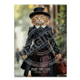 PEAKY PAWS CLUB - FELINE FINE - Ginger Cat With Bag Fridge Magnet Metal Signs