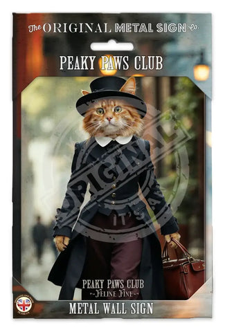 PEAKY PAWS CLUB - FELINE FINE - Ginger Cat With Bag Fridge Magnet Metal Signs
