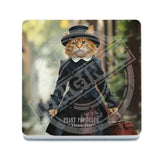 PEAKY PAWS CLUB - FELINE FINE - Ginger Cat With Bag Melamine Coaster Metal Signs