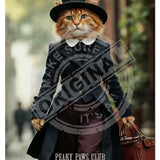 PEAKY PAWS CLUB - FELINE FINE - Ginger Cat With Bag Mini Metal Sign 15cm x 20cm Metal Signs