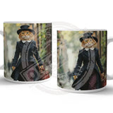 PEAKY PAWS CLUB - FELINE FINE - Ginger Cat With Bag Mug Metal Signs
