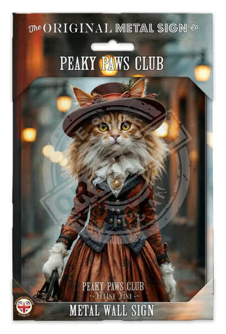 PEAKY PAWS CLUB - FELINE FINE - Ginger LaPerm Cat Fridge Magnet Metal Signs