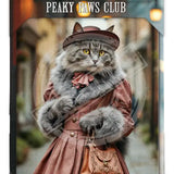 PEAKY PAWS CLUB - FELINE FINE - Grey Tabby Cat Mini Metal Sign 15cm x 20cm Metal Signs