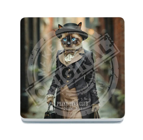 PEAKY PAWS CLUB - FELINE FINE - Siamese Cat Fridge Magnet Metal Signs