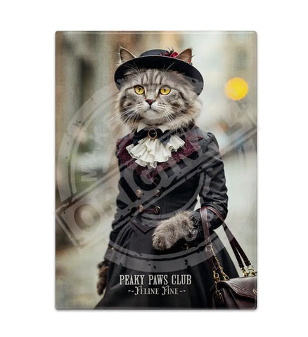 PEAKY PAWS CLUB - FELINE FINE - Tabby Cat Fridge Magnet Metal Signs