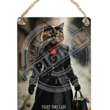 PEAKY PAWS CLUB - FELINE FINE - Tortoiseshell Cat Dangler Metal Signs