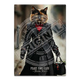 PEAKY PAWS CLUB - FELINE FINE - Tortoiseshell Cat Fridge Magnet Metal Signs