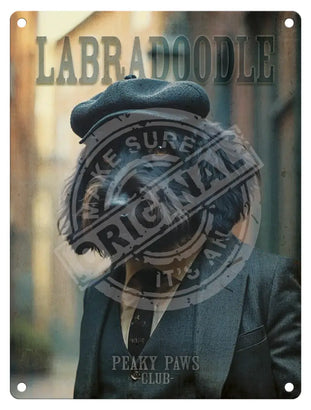 Peaky Paws Club - Labradoodle Black Metal Signs