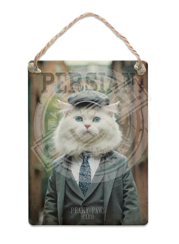 PEAKY PAWS CLUB - Persian Cat Fridge Magnet Metal Signs