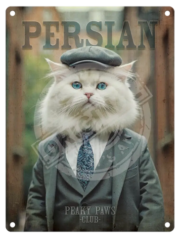 PEAKY PAWS CLUB - Persian Cat Fridge Magnet Metal Signs