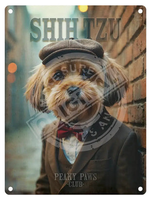 Peaky Paws Club - Shih Tzu Brown Metal Signs