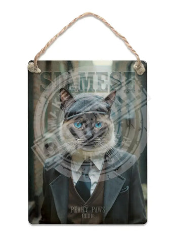 PEAKY PAWS CLUB - Siamese Cat Fridge Magnet Metal Signs
