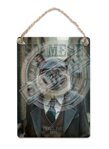 PEAKY PAWS CLUB - Siamese Cat Fridge Magnet Metal Signs