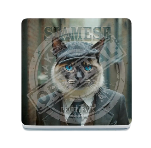 PEAKY PAWS CLUB - Siamese Cat Fridge Magnet Metal Signs