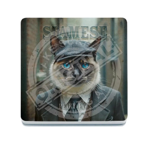 PEAKY PAWS CLUB - Siamese Cat Fridge Magnet Metal Signs