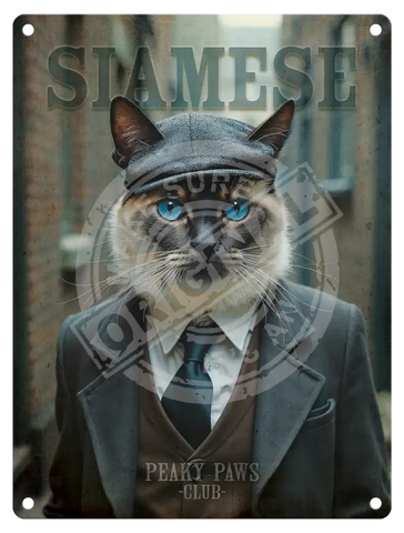 PEAKY PAWS CLUB - Siamese Cat Fridge Magnet Metal Signs