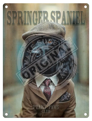 Peaky Paws Club - Springer Spaniel Black Metal Signs
