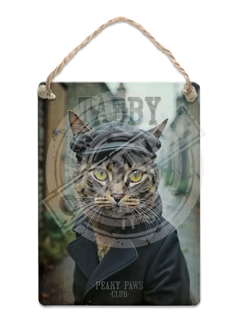 PEAKY PAWS CLUB - Tabby Cat Fridge Magnet Metal Signs