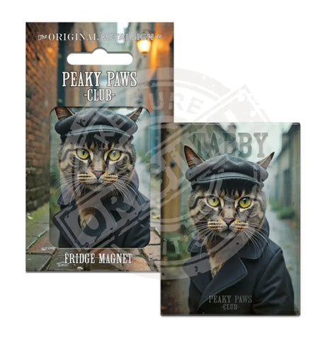 PEAKY PAWS CLUB - Tabby Cat Fridge Magnet Metal Signs