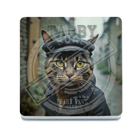 PEAKY PAWS CLUB - Tabby Cat Fridge Magnet Metal Signs
