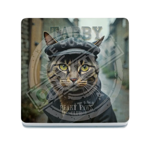PEAKY PAWS CLUB - Tabby Cat Fridge Magnet Metal Signs