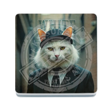 PEAKY PAWS CLUB - White Cat Melamine Coaster Metal Signs