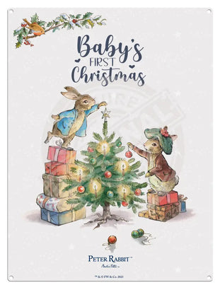 Peter Rabbit Christmas - Baby’s First Mini Metal Sign 15Cm X 20Cm Signs