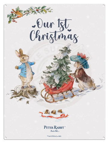 Peter Rabbit Christmas - Our First Mini Metal Sign 15Cm X 20Cm Signs