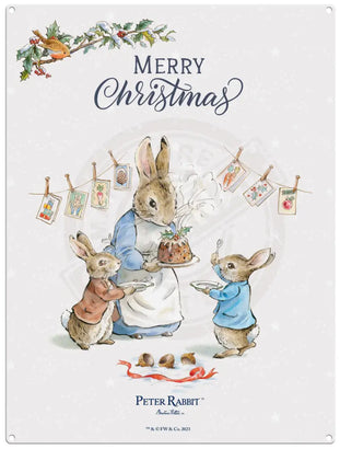 Peter Rabbit Christmas - Pudding Mini Metal Sign 15Cm X 20Cm Signs