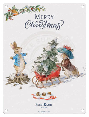 Peter Rabbit Christmas - Sleigh Mini Metal Sign 15Cm X 20Cm Signs