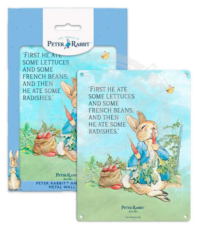 Peter Rabbit - Lettuce and French beans story 3 Mini Metal Sign 15cm x 20cm Metal Signs
