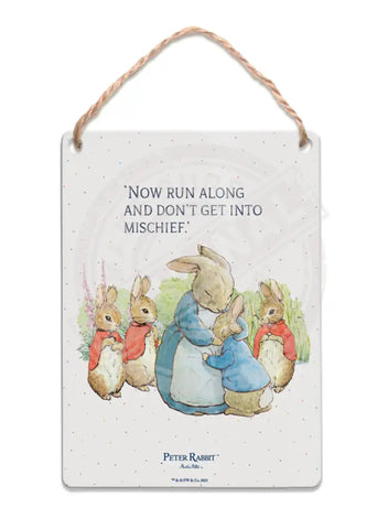 Peter Rabbit - Mrs Rabbit and bunnies Mini Metal Sign 15cm x 20cm Metal Signs