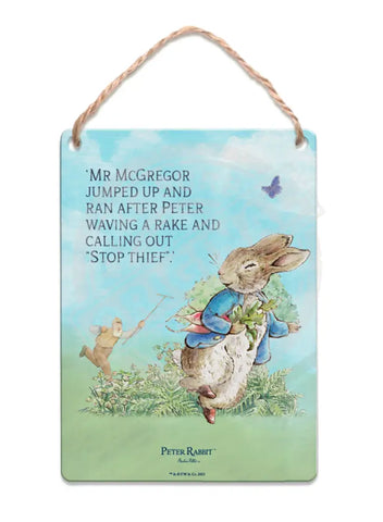 Peter Rabbit - Stop Thief story 4 Mini Metal Sign 15cm x 20cm Metal Signs