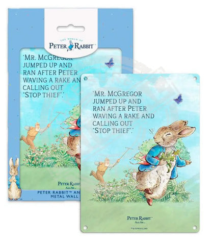 Peter Rabbit - Stop Thief story 4 Mini Metal Sign 15cm x 20cm Metal Signs