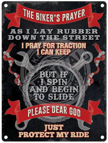The Bikers Prayer metal sign