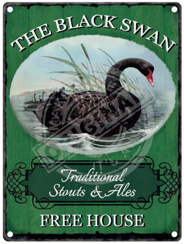 The Black Swan metal Pub Sign