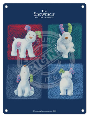 The Snowman and the Snowdog - Snowdog 4 Poses Mini Metal Sign 15cm x 20cm Metal Signs