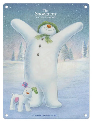 The Snowman and the Snowdog - Snowman Arms Up Mini Metal Sign 15cm x 20cm Metal Signs