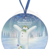 The Snowman and the Snowdog - Snowman Arms Up Round Bauble Dangler Metal Signs